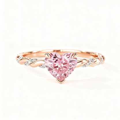 Sotiya Twist Heart Cut Pink/Coffee/White Engagement Ring Sterling Silver-Sotiya