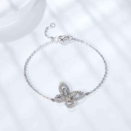 Sotiya Hollow Butterfly Round Cut Moissanite Bracelet Sterling Silver-Sotiya