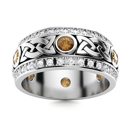 Sotiya Vintage Celtic Knot Round Cut Coffee Unisex Eternity Ring Sterling Silver