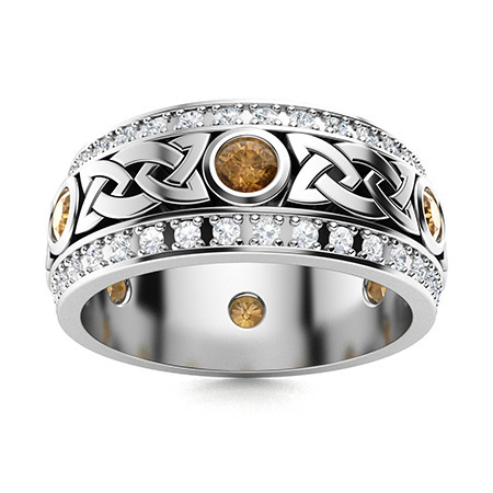 Sotiya Vintage Celtic Knot Round Cut Coffee Unisex Eternity Ring Sterling Silver