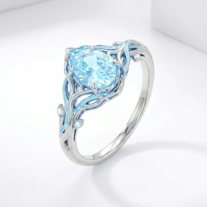 Sotiya Fluorescence Intertwined Pear Cut Engagement Ring Sterling Silver-Sotiya