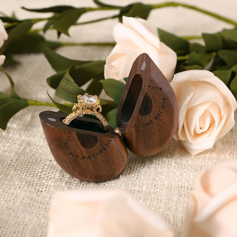 Sotiya Vintage Wooden Heart Shape Magnet Ring Box-Sotiya