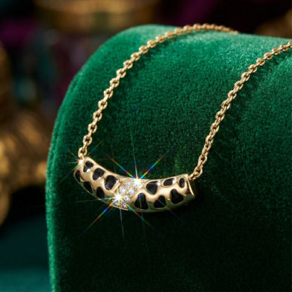 Sotiya Leopard Print Enamel Necklace Sterling Silver-Sotiya