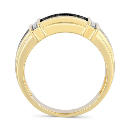 Sotiya Round Cut Black & White Zirconia Men's Wedding Ring Sterling Silver-Sotiya