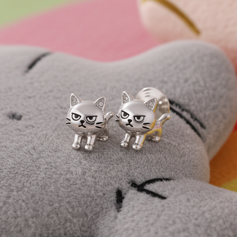 Sotiya Grumpy Cat Stud Earrings-Sotiya
