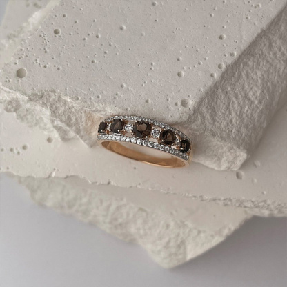 Sotiya Alternating Round Cut Coffee Women's Wedding Ring Sterling Silver-Sotiya