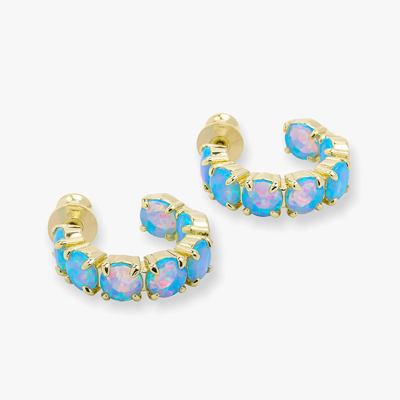 Sotiya Blue Opal Hoop Earrings Sterling Silver-Sotiya