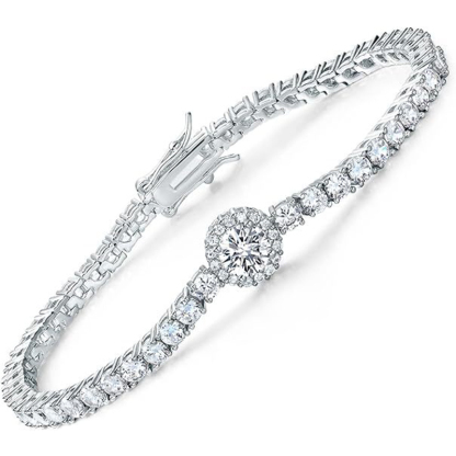 Sotiya Halo Round Cut Tennis Bracelet-Sotiya