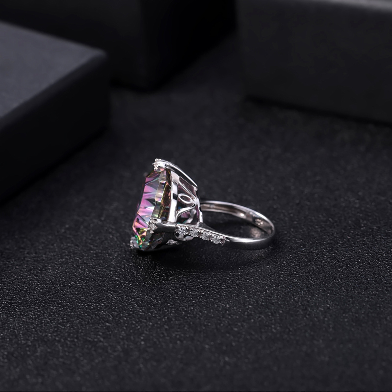 Sotiya Natural Gemstone Rainbow Mystic Quartz Irregular Shaped Cocktail Ring Sterling Silver-Sotiya