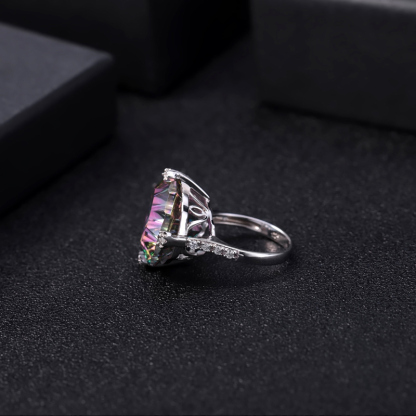 Sotiya Natural Gemstone Rainbow Mystic Quartz Irregular Shaped Cocktail Ring Sterling Silver-Sotiya