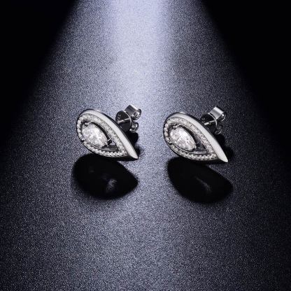 Sotiya Halo Pear Cut Moissanite Stud Earrings Sterling Silver-Sotiya