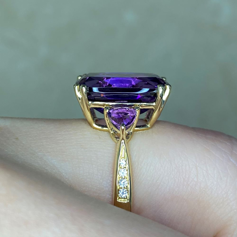 Sotiya Amethyst Three Stone Rec Cushion Cut Engagement Ring Sterling Silver-Sotiya