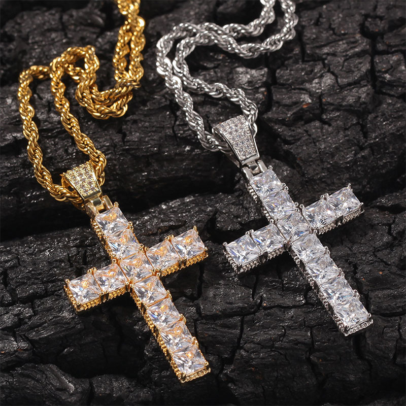 Sotiya Radiant Cut Cross Design Faith Men's Necklace-Sotiya