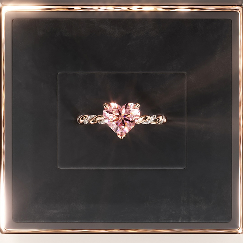 Sotiya Twist Heart Cut Pink/Coffee/White Engagement Ring Sterling Silver-Sotiya