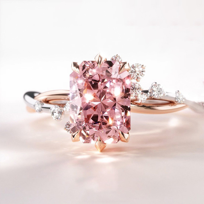 Sotiya Two Tone Twist Radiant Cut Engagement Ring Sterling Silver-Sotiya