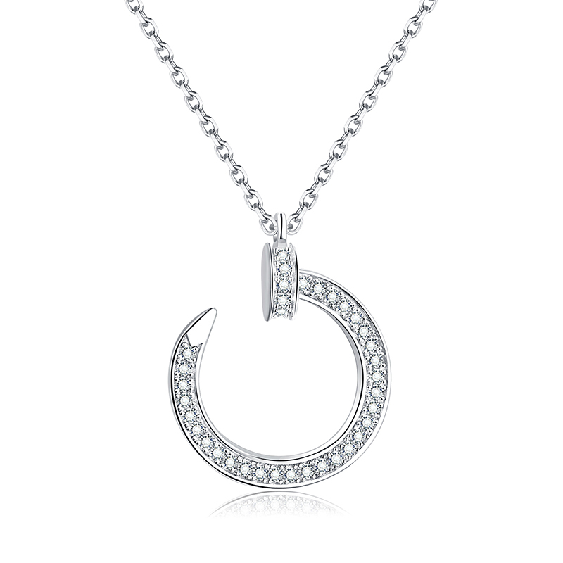 Sotiya Curved Nail Moissanite Necklace Sterling Silver-Sotiya