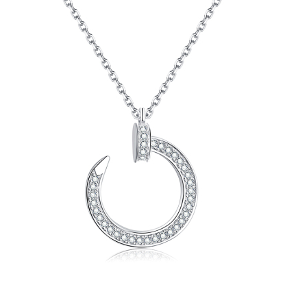 Sotiya Curved Nail Moissanite Necklace Sterling Silver-Sotiya
