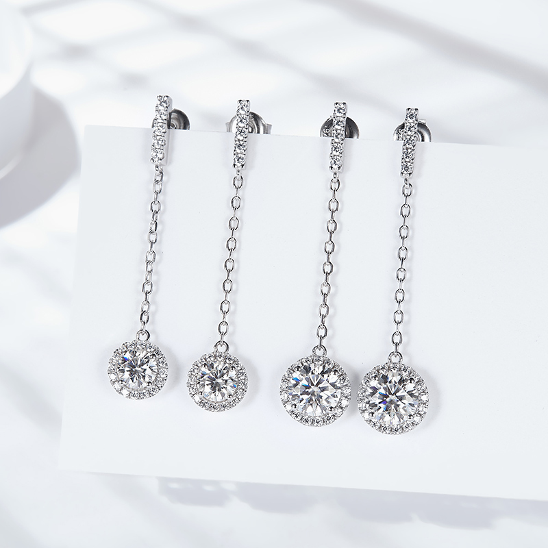 Sotiya Halo Round Cut Moissanite Stud Earrings Sterling Silver-Sotiya