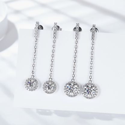 Sotiya Halo Round Cut Moissanite Stud Earrings Sterling Silver-Sotiya