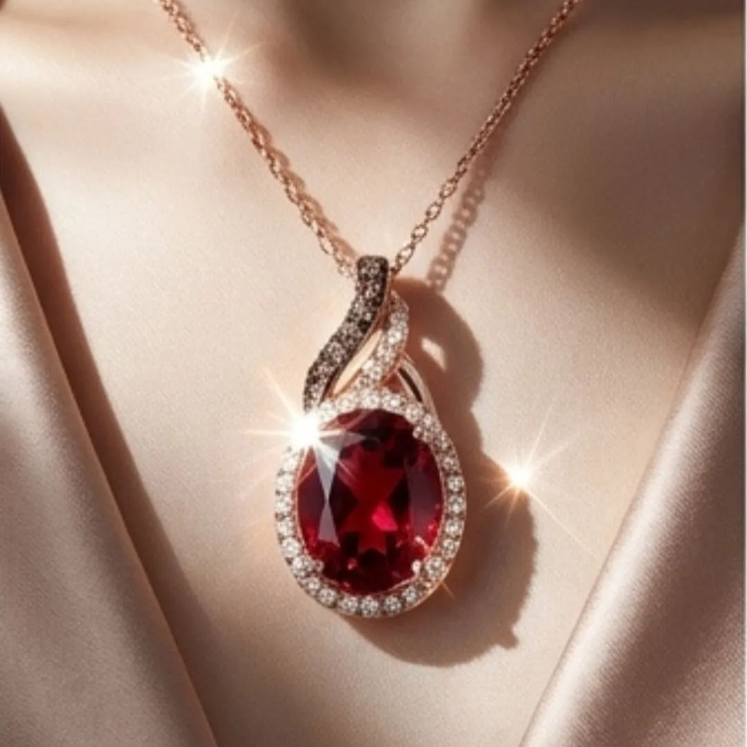 Sotiya Two Tone Halo Oval Cut Coffee Necklace Sterling Silver-Sotiya