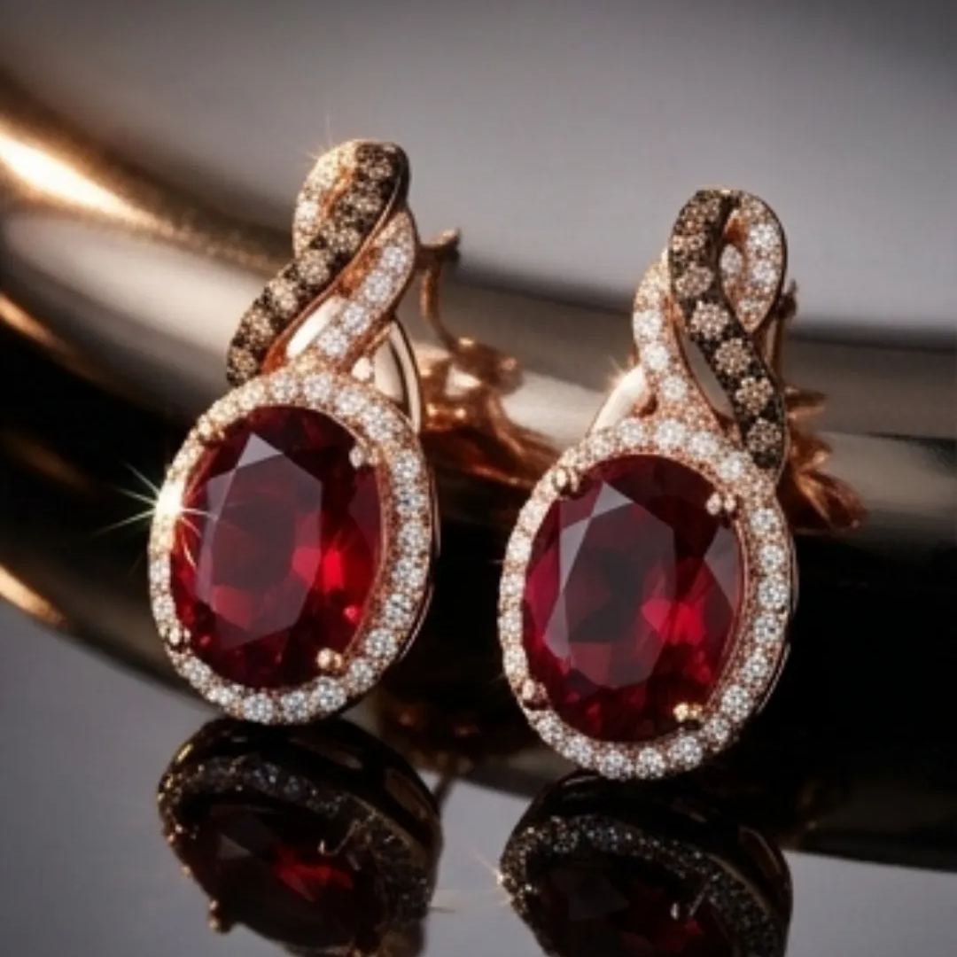 Sotiya Two Tone Halo Oval Cut Coffee Stud Earrings Sterling Silver-Sotiya