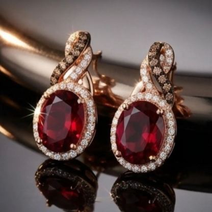 Sotiya Two Tone Halo Oval Cut Coffee Stud Earrings Sterling Silver-Sotiya