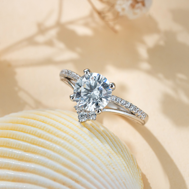Sotiya Contour Round Cut Engagement Ring Sterling Silver