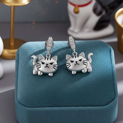 Sotiya Grumpy Cat Drop Earrings-Sotiya