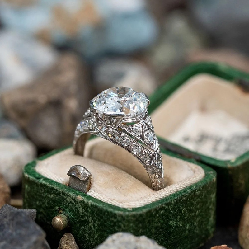 Sotiya Round Cut Vintage Engagement Ring Sterling Silver-Sotiya