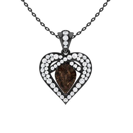 Sotiya Coffee Pear Cut Heart Necklace Sterling Silver-Sotiya