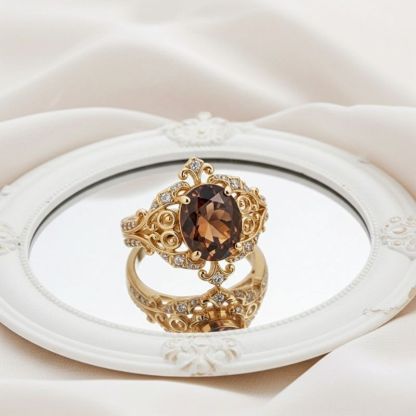 Sotiya Rococo Oval Cut Coffee Engagement Ring Sterling Silver-Sotiya