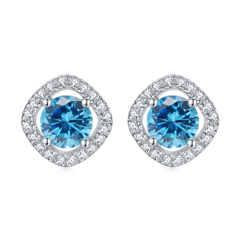 Sotiya 12 Birthstones Halo Round Cut Stud Earrings Sterling Silver-Sotiya