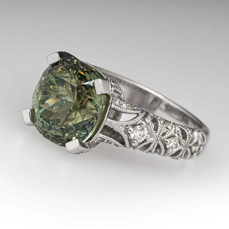 Sotiya Vintage Milgrain Cushion Cut Engagement Ring Sterling Silver-Sotiya