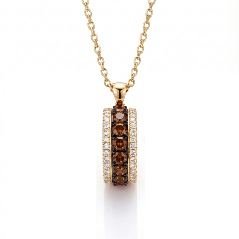 Sotiya Three-Row Round Cut Coffee Necklace Sterling Silver-Sotiya