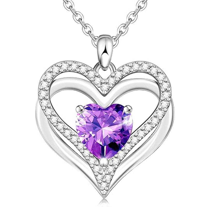 Sotiya 12 Birthstones Intertwined Heart Cut Necklace Sterling Silver-Sotiya