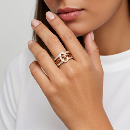 Sotiya Intertwined Knot Coffee Women's Wedding Ring Sterling Silver-Sotiya