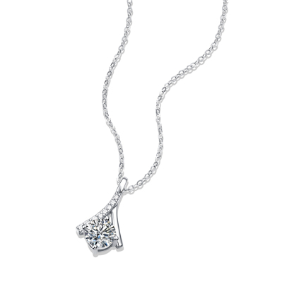 Sotiya Classic Twist Round Cut Moissanite Necklace Sterling Silver-Sotiya