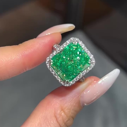 Sotiya Paraiba Halo Radiant Cut Engagement Ring Sterling Silver-Sotiya