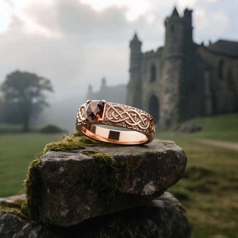 Sotiya Best Buds Princess Inspired Celtic Knot Design Coffee Cushion Cut Engagement Ring Sterling Silver-Sotiya