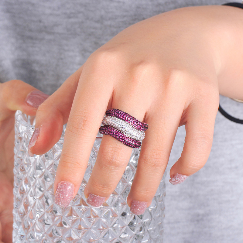 Sotiya Unique Three-row Open Cocktail Ring-Sotiya