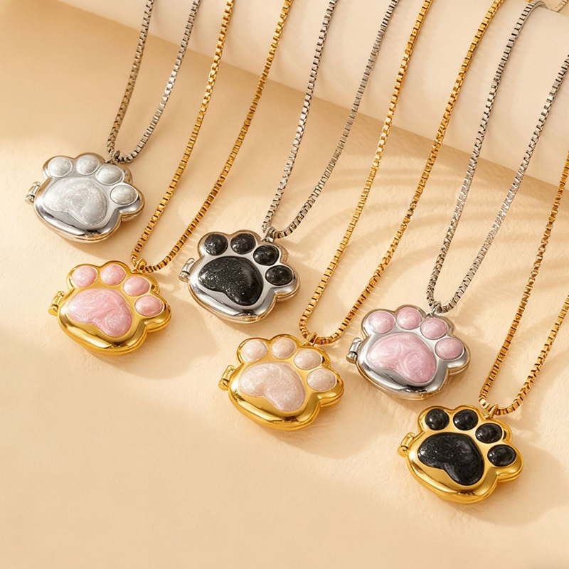 Sotiya Pet Cat Dog Puppy Paw Personalized Photo Locket Necklace-Sotiya