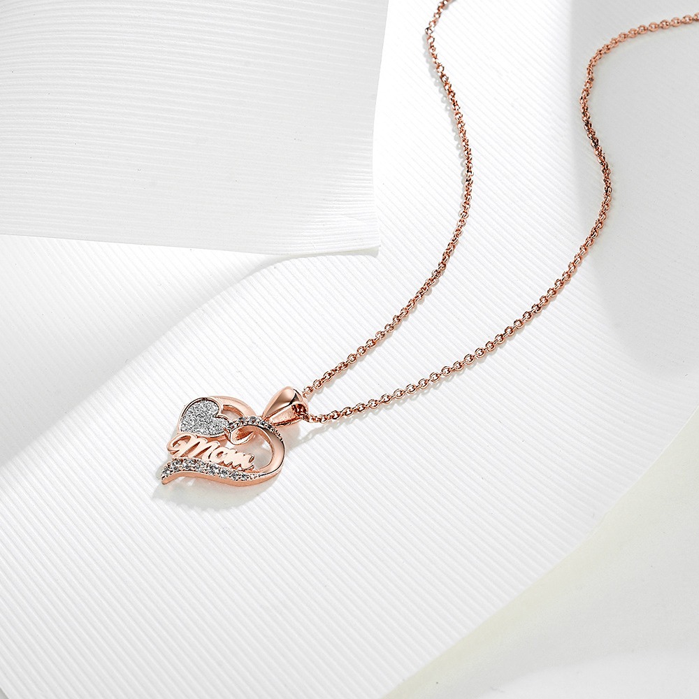 Sotiya Twist Heart with Mom Letter Necklace Sterling Silver-Sotiya