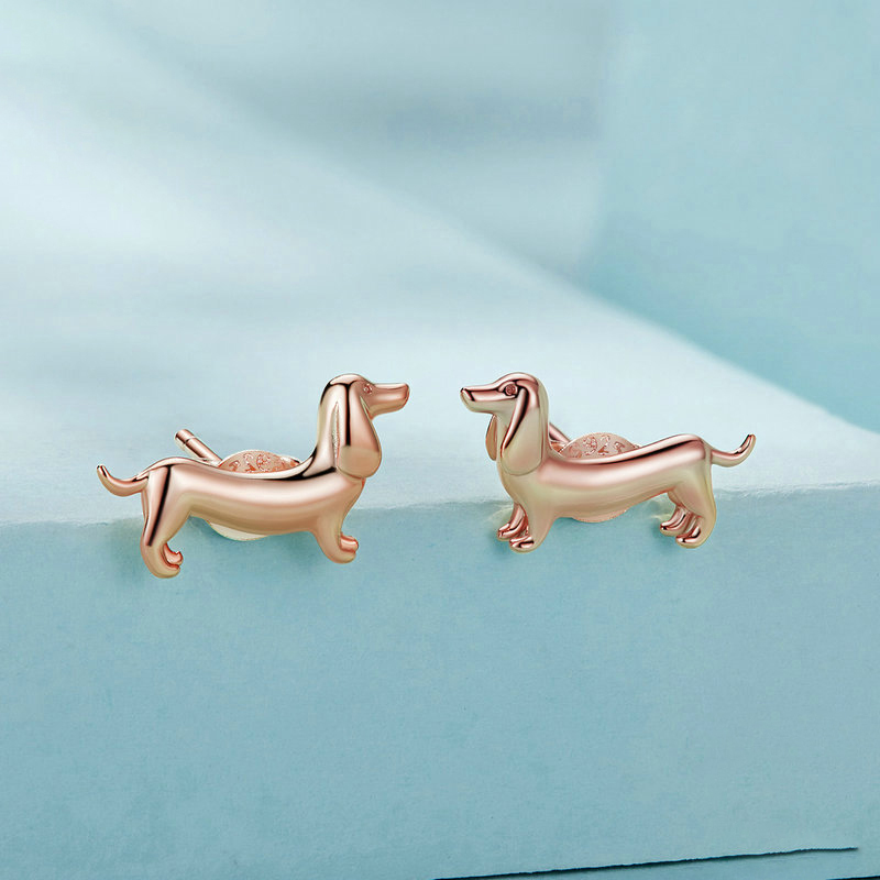 Sotiya Cute Dachshund Dog Stud Earrings Sterling Silver-Sotiya