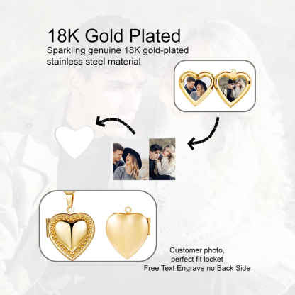 Sotiya Heart Shape Personalized Photo Locket Necklace Stainless Steel-Sotiya