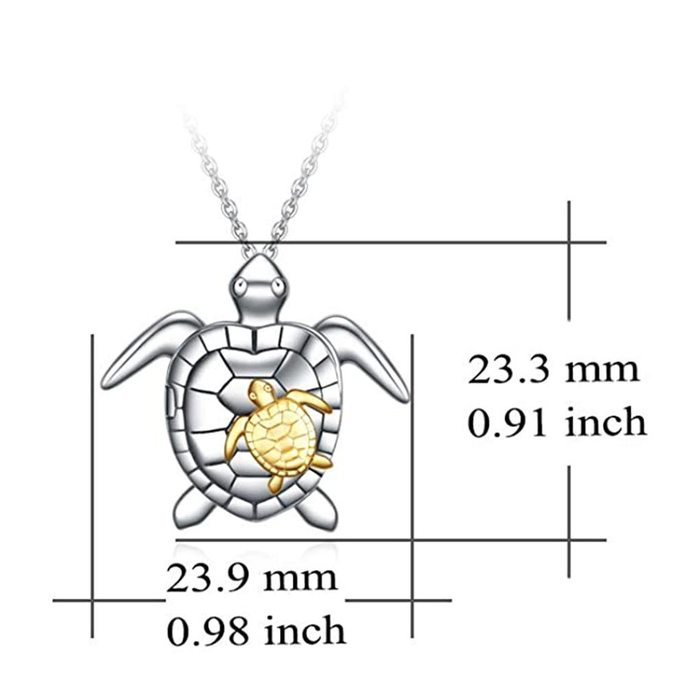 Sotiya Mother and Child Turtle Custom Photo Pendant Sterling Silver-Sotiya