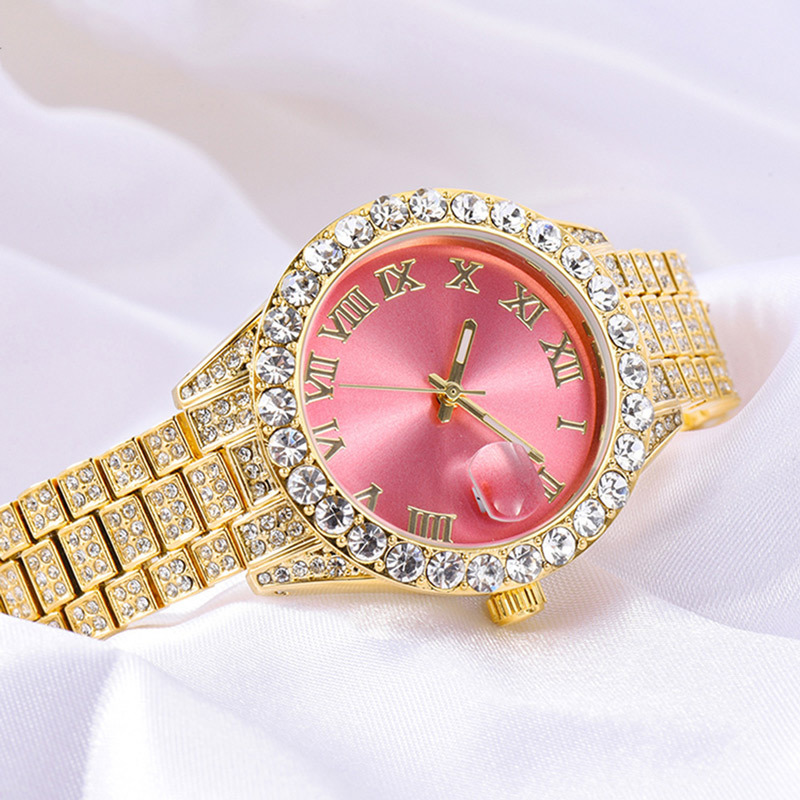 Sotiya Pink Dial Roman Numeral Waterproof Quartz Luminous Watch-Sotiya