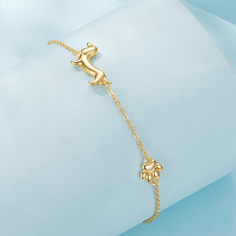 Sotiya Cute Dachshund Dog Paw Bracelet Sterling Silver-Sotiya