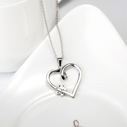Sotiya Twist Heart with Pet Dog Cat Paw Necklace Sterling Silver-Sotiya
