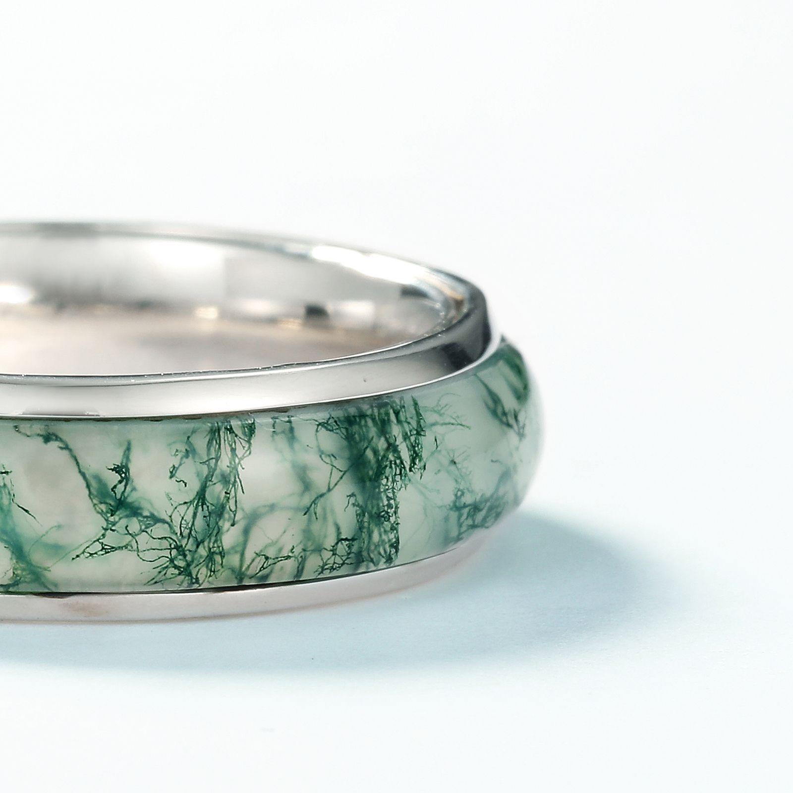 Sotiya Green Moss Agate Women's Wedding Ring Sterling Silver-Sotiya