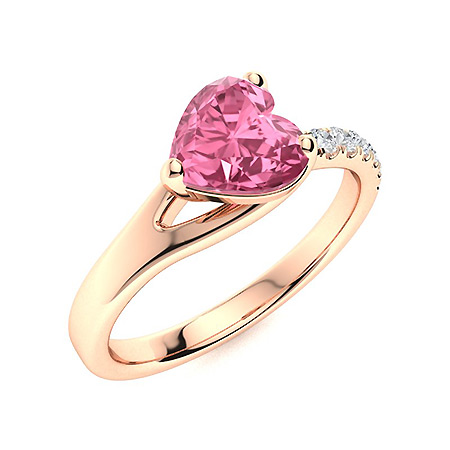 Sotiya Split Shank Hot Pink Heart Cut Engagement Ring Sterling Silver-Sotiya